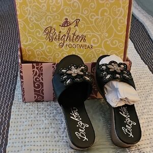 Brighton Black Mules with Ornate Embellishments